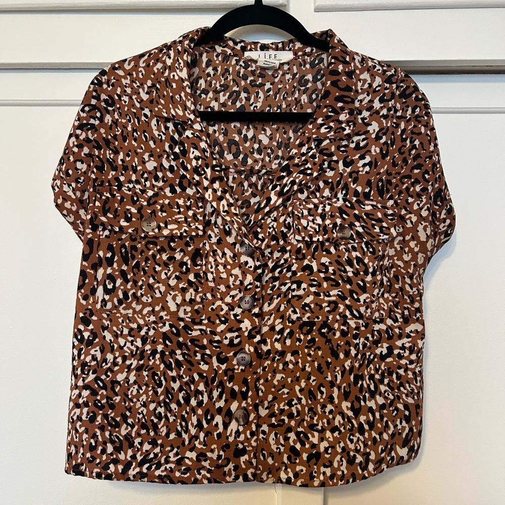Brown Leopard Print Women's Top